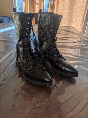 Luxury Rebel 38 EUR 7.5-8 US Combat Boots Leather Black, Retail $245  NWOT